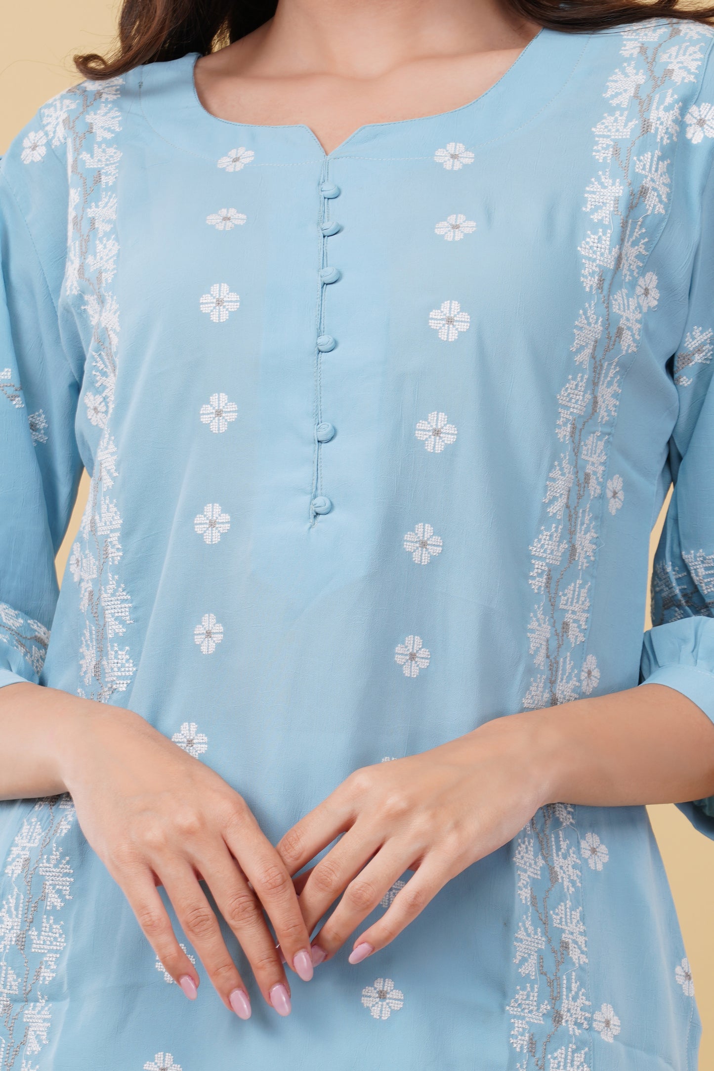 Blue Kasuti Embroidery Co-ord Set