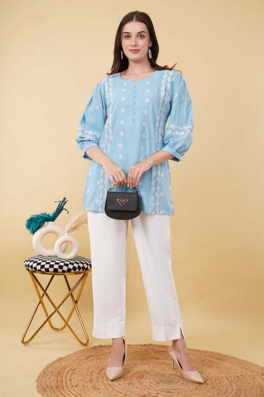 Blue Kasuti Embroidery Co-ord Set