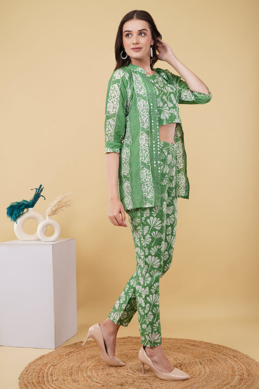 Green Batik Print Co-ord Set